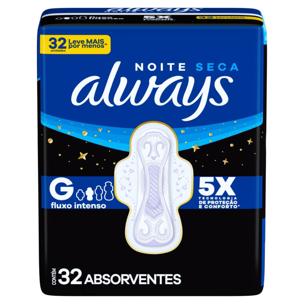 Absorvente Always Noites Tranquilas Seca Com Abas Com 32 Leve Mais Pague Menos