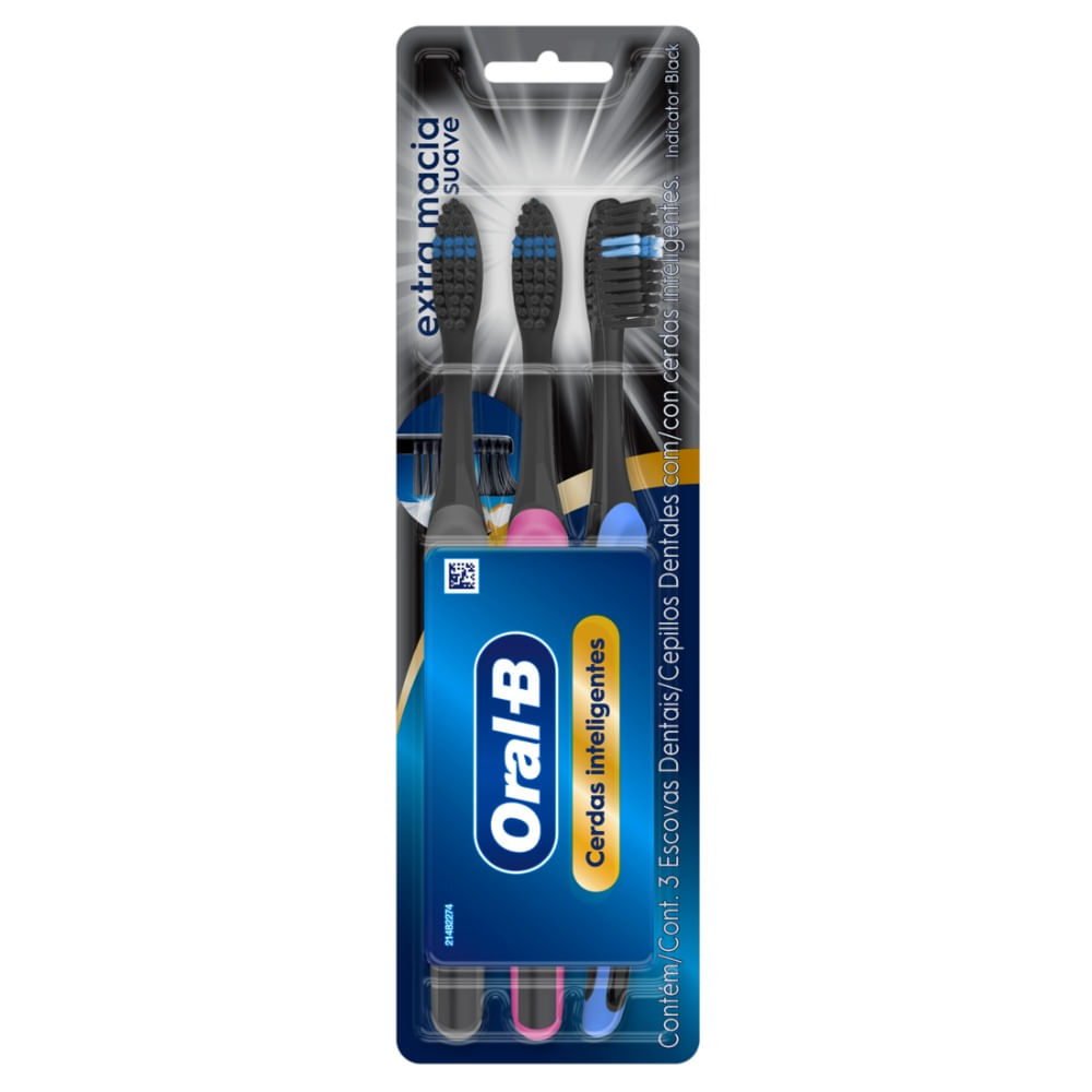 Escova Dental Oral B Indicator Black Com 3 Sensitive Extramacia